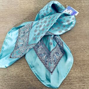 Claire’s Teal Blue Satin Bandana Scarf Hair Tie Purse Accessory